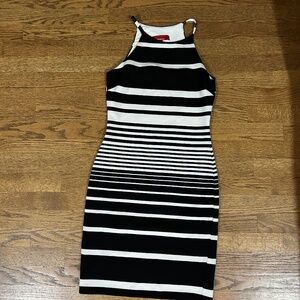 Saks Fifth Avenue Bodycon Striped Knit Sleeveless Dress MIDI